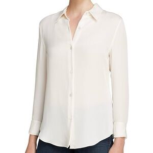NWT Theory Tenia 100% Silk Georgette Ivory Shirt